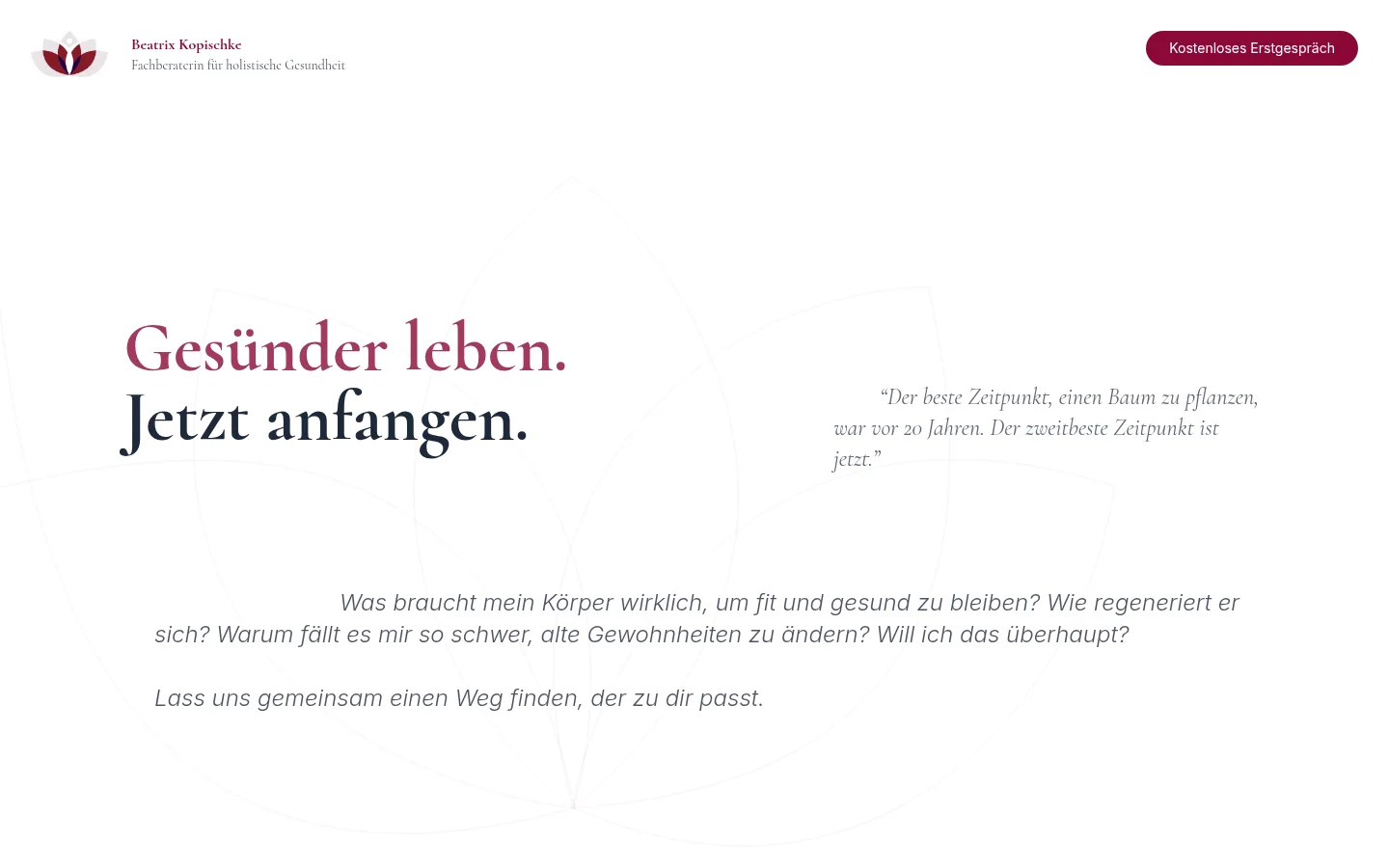 Desktop-Ansicht der Website Beatrix Kopischke