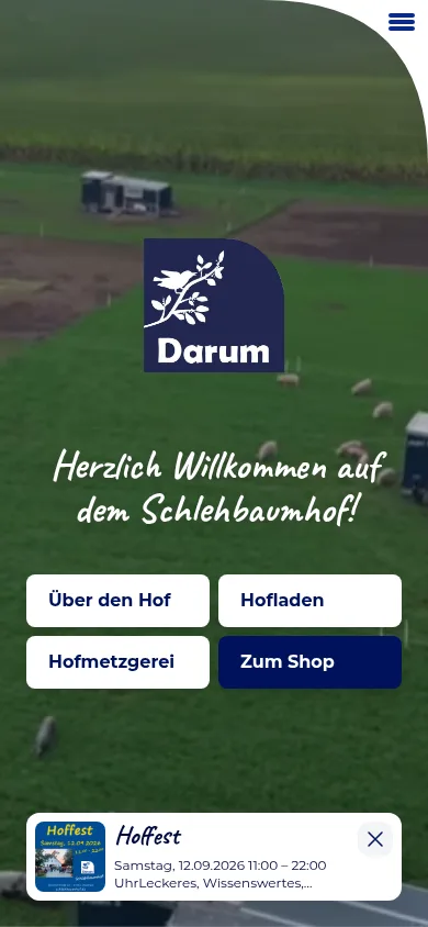 Mobile Ansicht der Website Schlehbaumhof